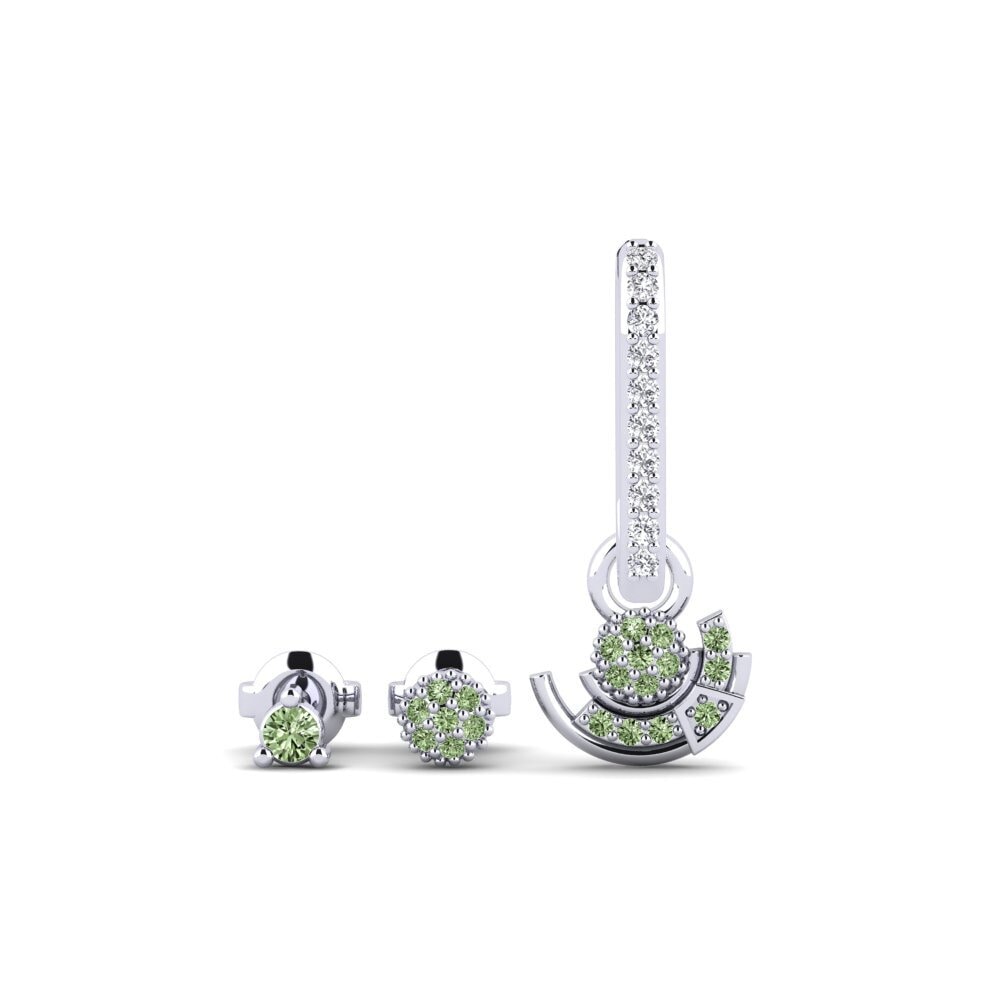 950 Platinum Green Diamond Women's Earring Gruyeres - SET