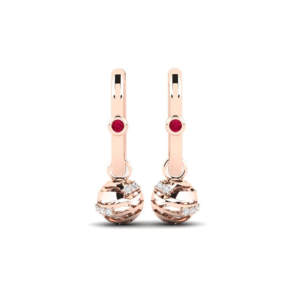 14ct Rose Gold Ruby Women's Earring Hakykat