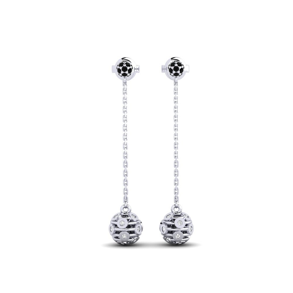 950 Platinum Black Sapphire Women's Earring Hanson
