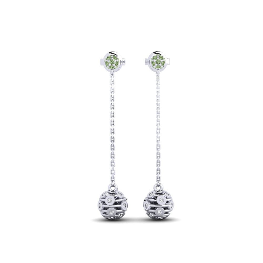 950 Platinum Green Diamond Women's Earring Hanson