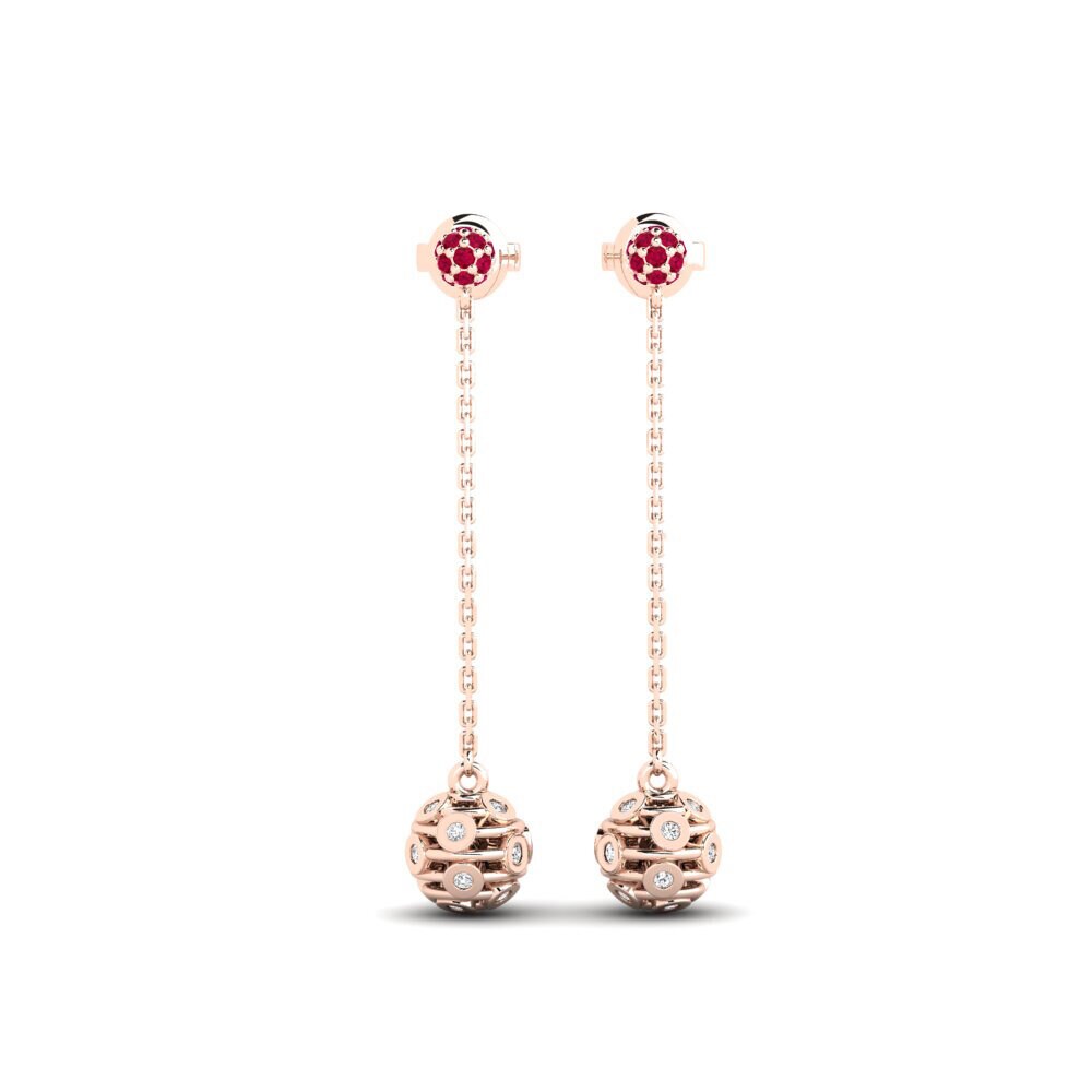 14ct Rose Gold Ruby Women's Earring Hanson