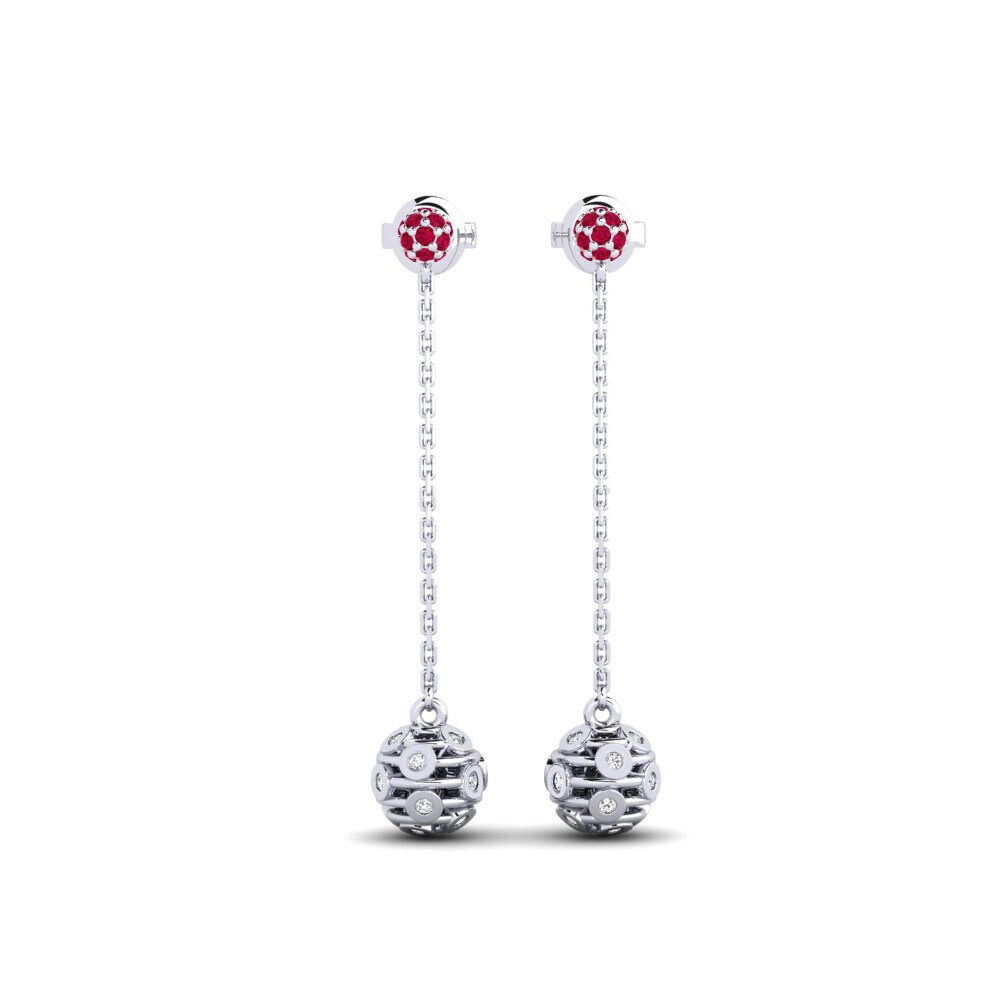 950 Platinum Ruby Women's Earring Hanson