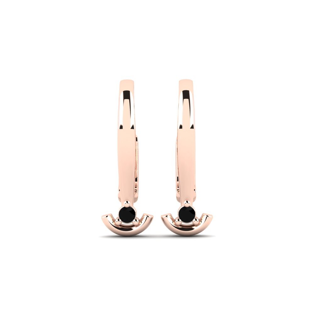 14ct Rose Gold Black Onyx Women's Earring Heitast