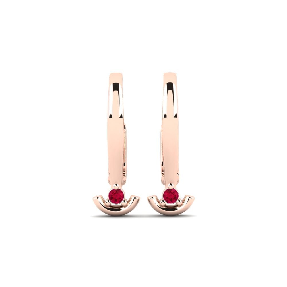 14ct Rose Gold Ruby Women's Earring Heitast