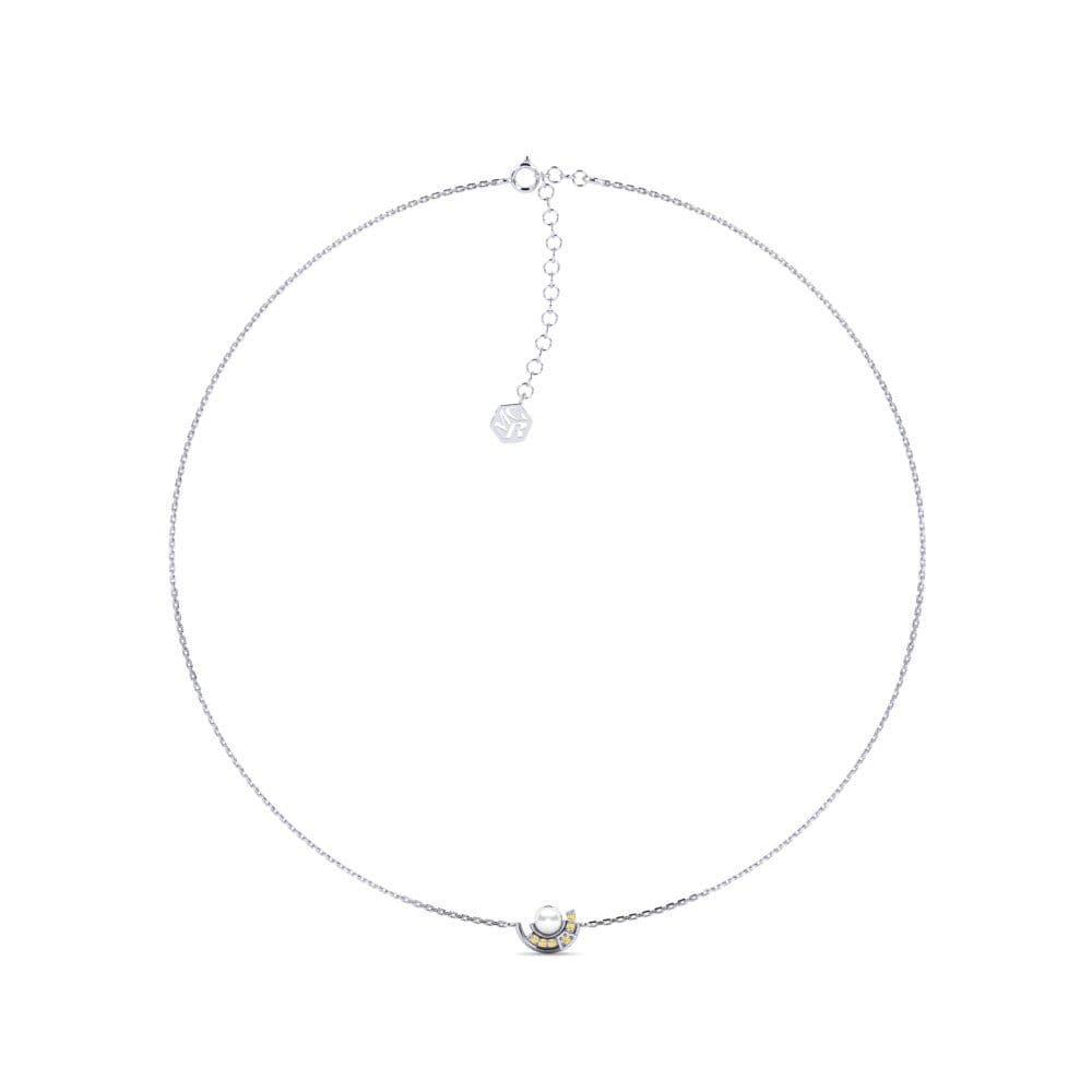 14ct White Gold Yellow Diamond Women's Necklace Hergiswil