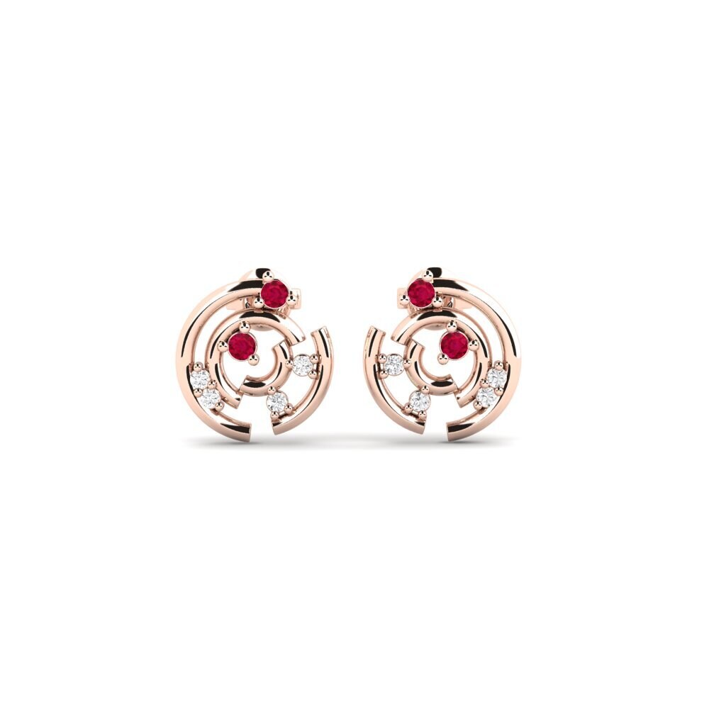 14ct Rose Gold Ruby Women's Earring Herisau