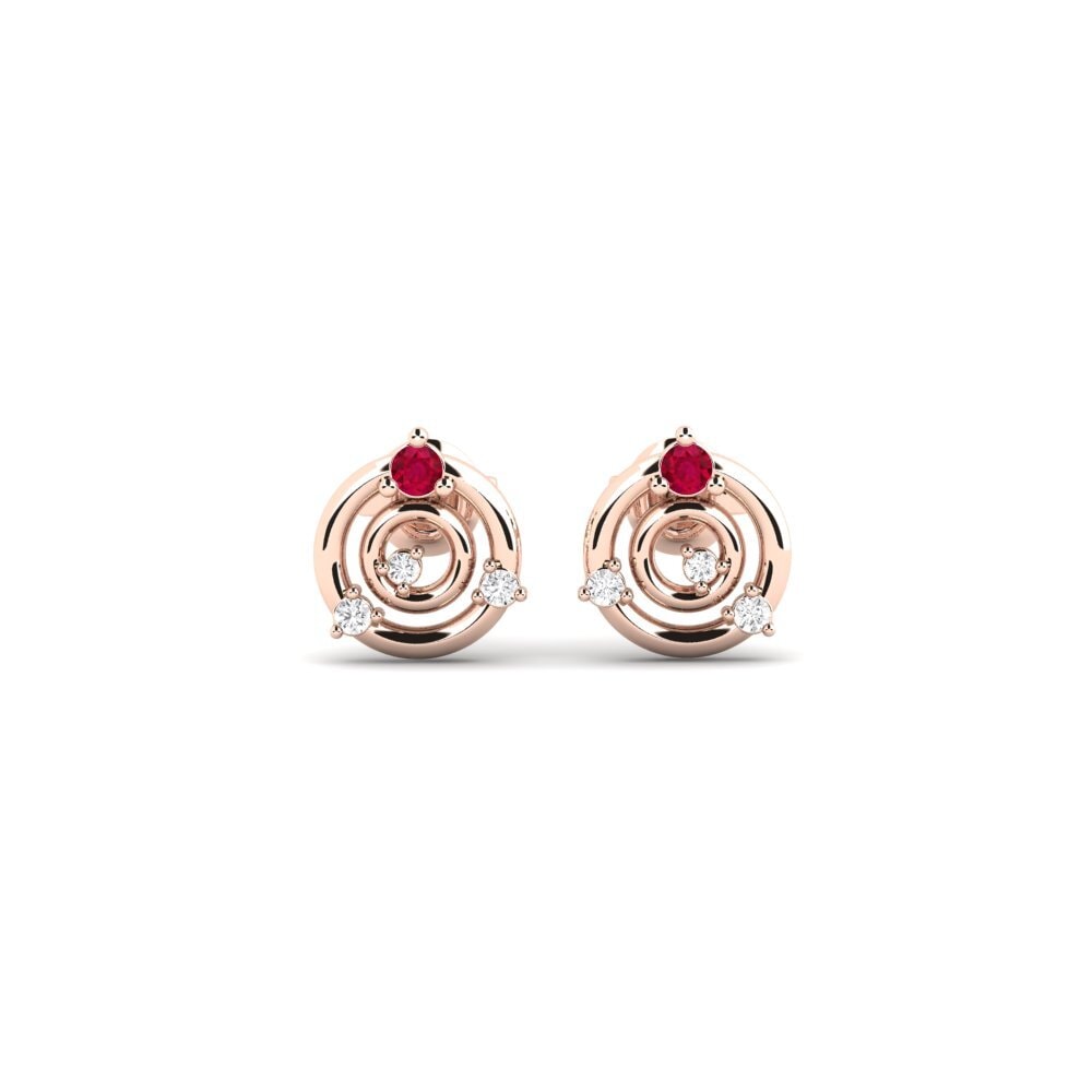 14ct Rose Gold Ruby Women's Earring Holograms