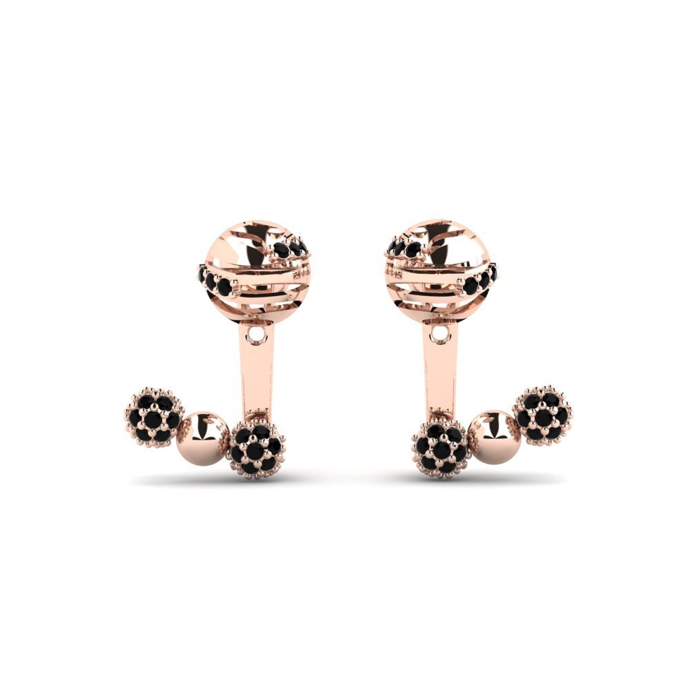 14ct Rose Gold Black Onyx Women's Earring Kgonthe