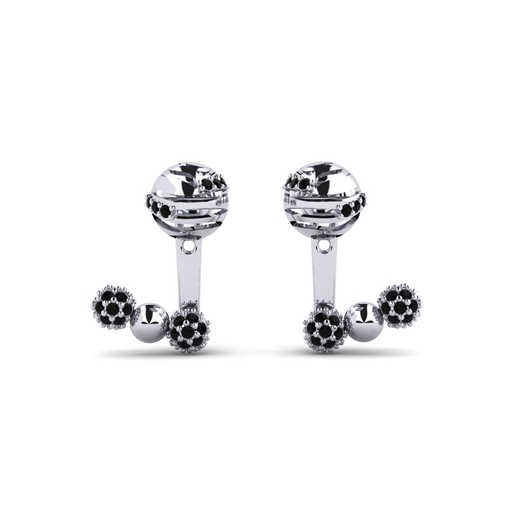 950 Platinum Black Sapphire Women's Earring Kgonthe