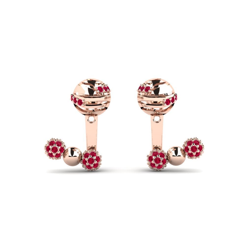 14ct Rose Gold Ruby Women's Earring Kgonthe