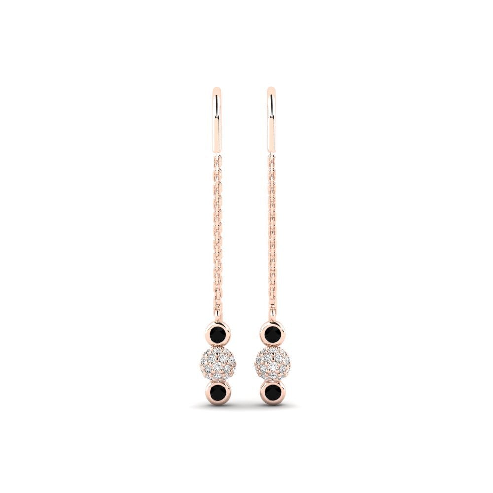 14ct Rose Gold Black Onyx Women's Earring Leitrim