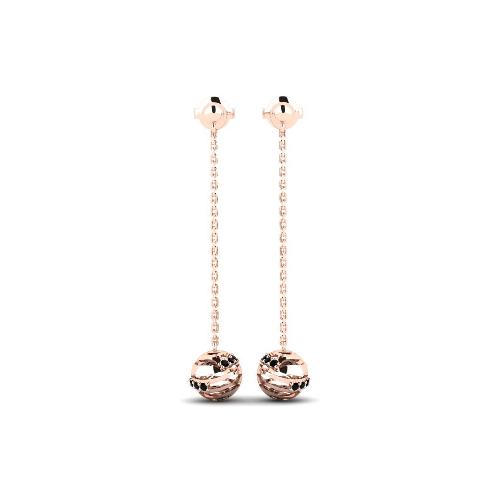 14ct Rose Gold Black Onyx Women's Earring Manapiare