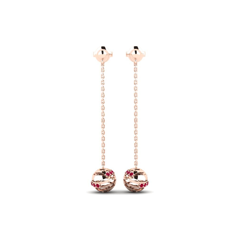 14ct Rose Gold Ruby Women's Earring Manapiare