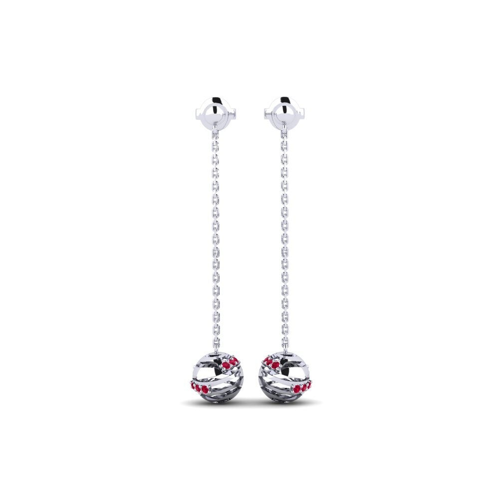 950 Platinum Ruby Women's Earring Manapiare