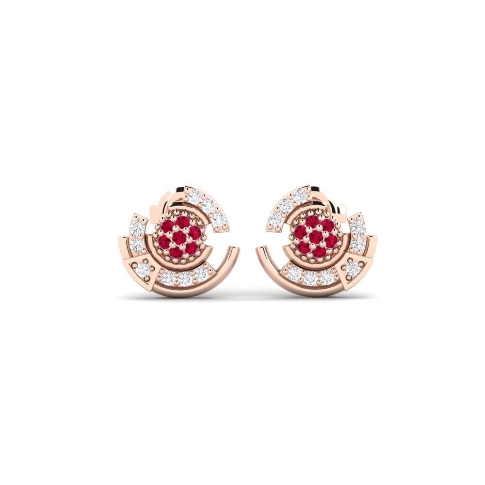 14ct Rose Gold Ruby Women's Earring Metaphors