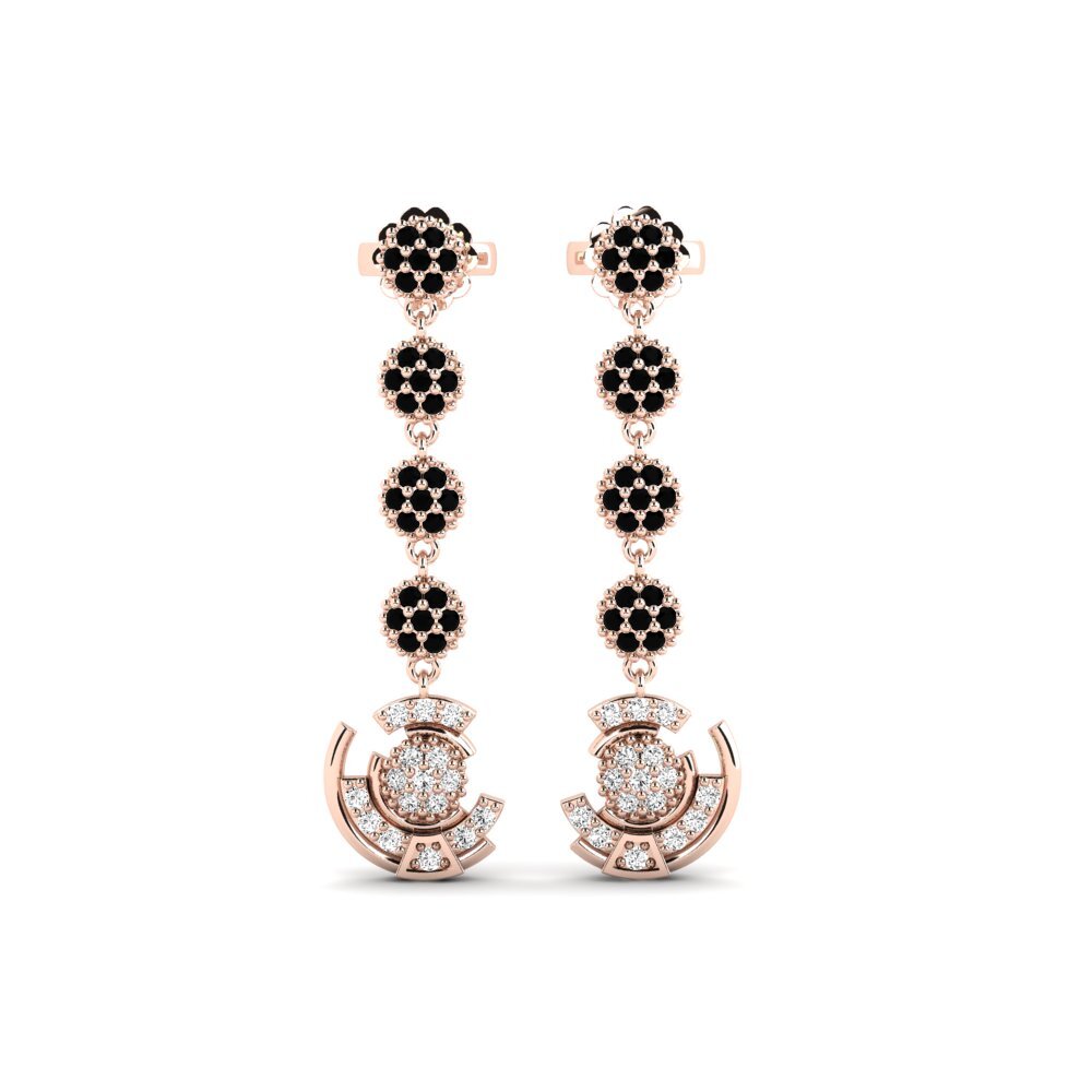 14ct Rose Gold Black Onyx Women's Earring Metav