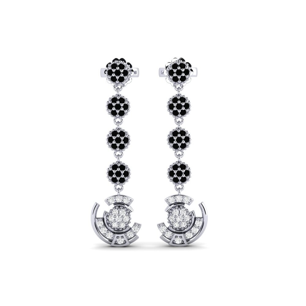 950 Platinum Black Sapphire Women's Earring Metav