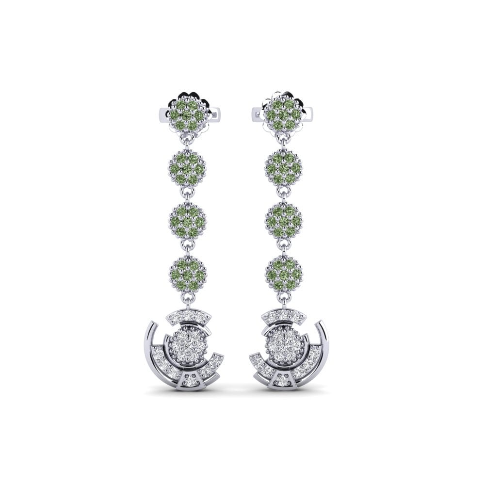 950 Platinum Green Diamond Women's Earring Metav