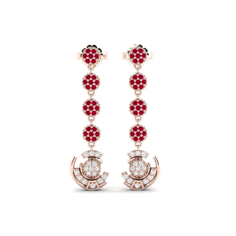 14ct Rose Gold Ruby Women's Earring Metav