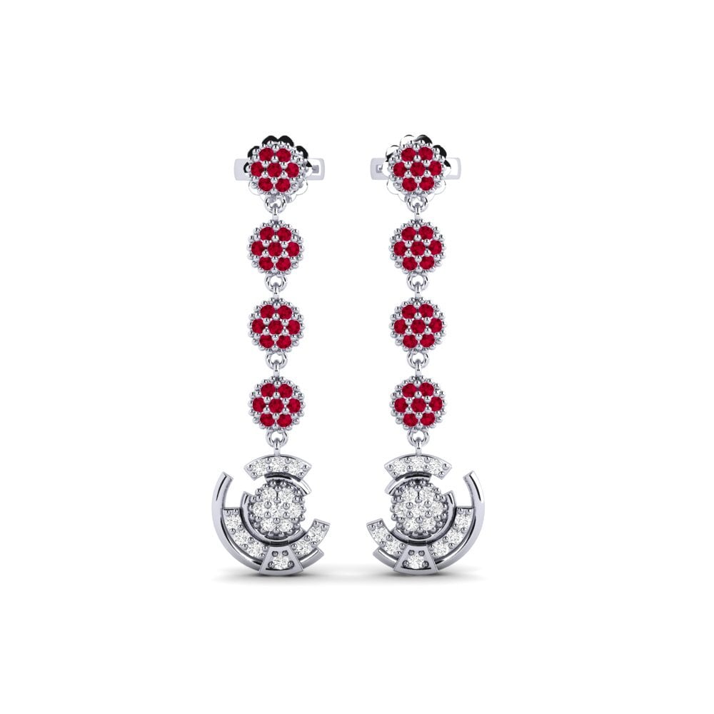 950 Platinum Ruby Women's Earring Metav