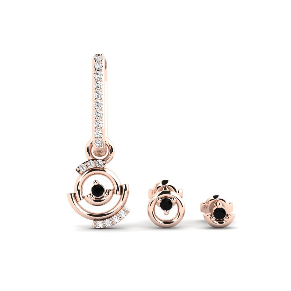 14ct Rose Gold Black Onyx Women's Earring Morcote - SET