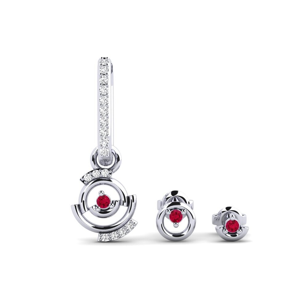 950 Platinum Ruby Women's Earring Morcote - SET