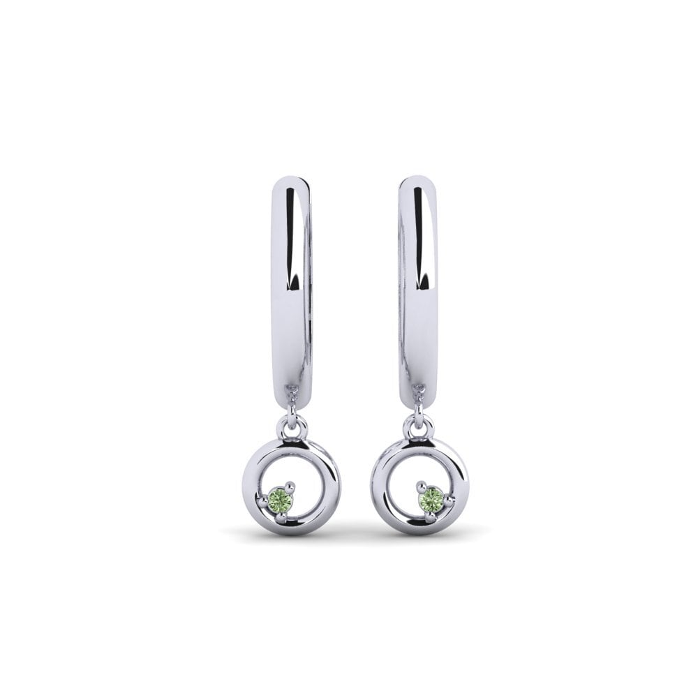 950 Platinum Green Diamond Women's Earring Morpg