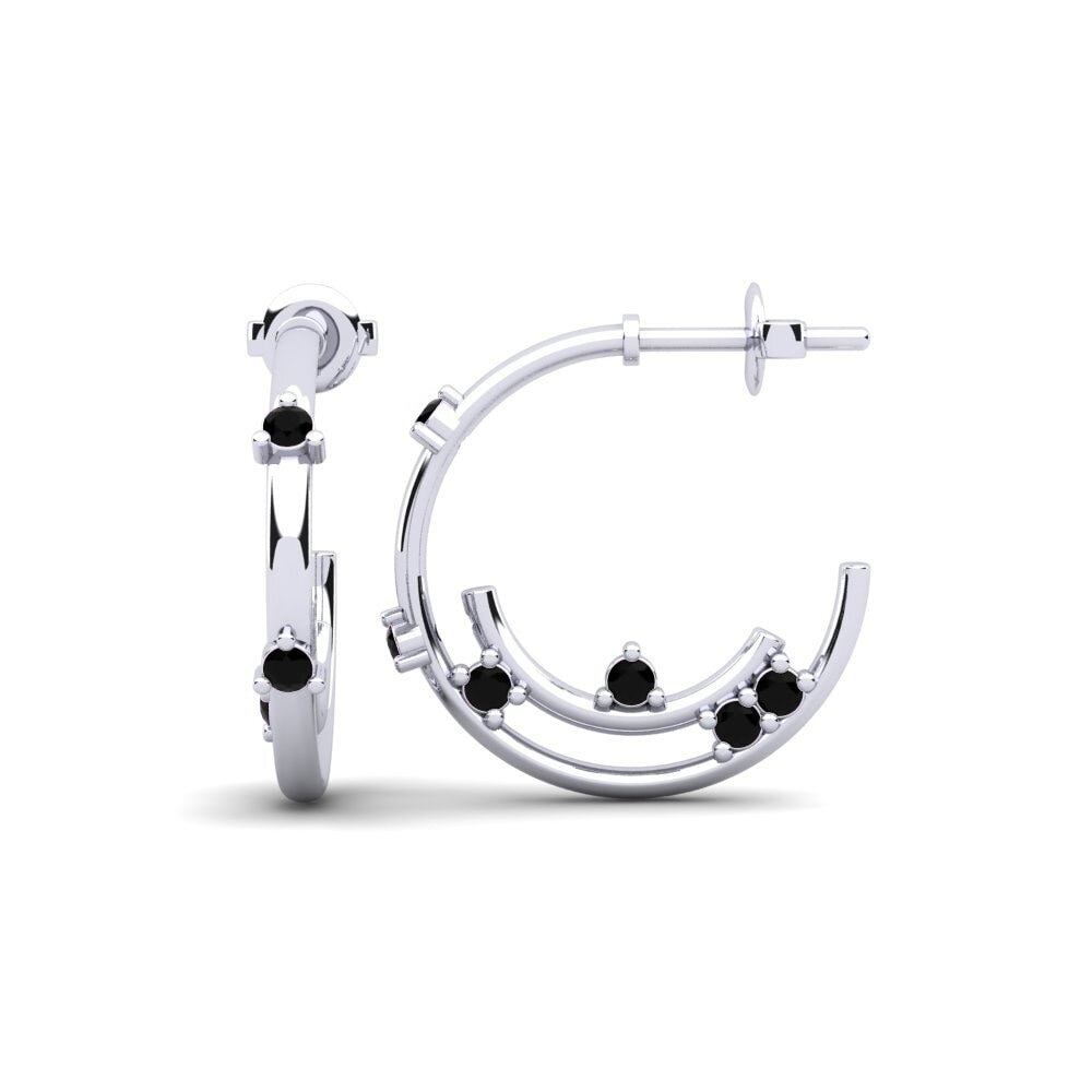 950 Platinum Black Sapphire Women's Earring Otrolx