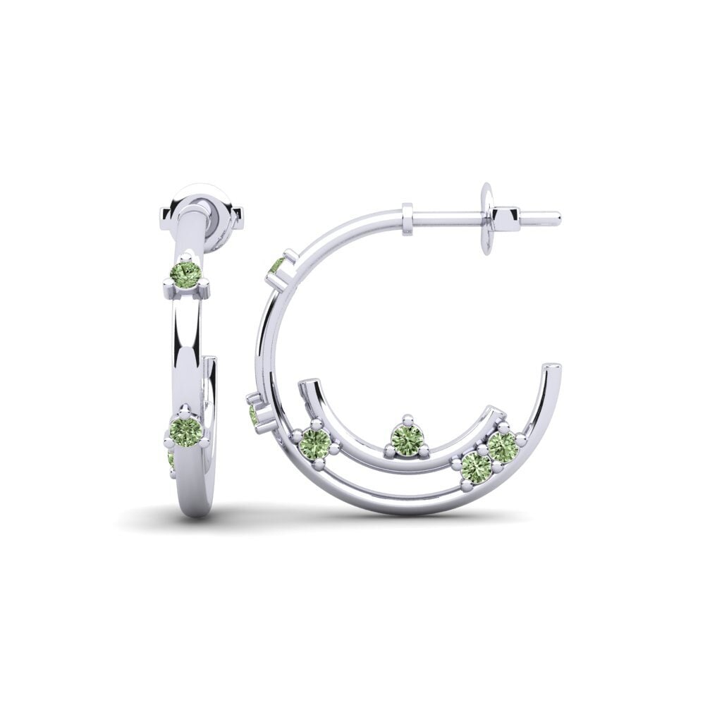 950 Platinum Green Diamond Women's Earring Otrolx