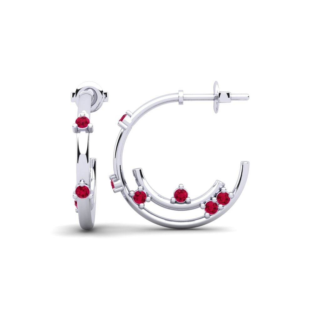 950 Platinum Ruby Women's Earring Otrolx