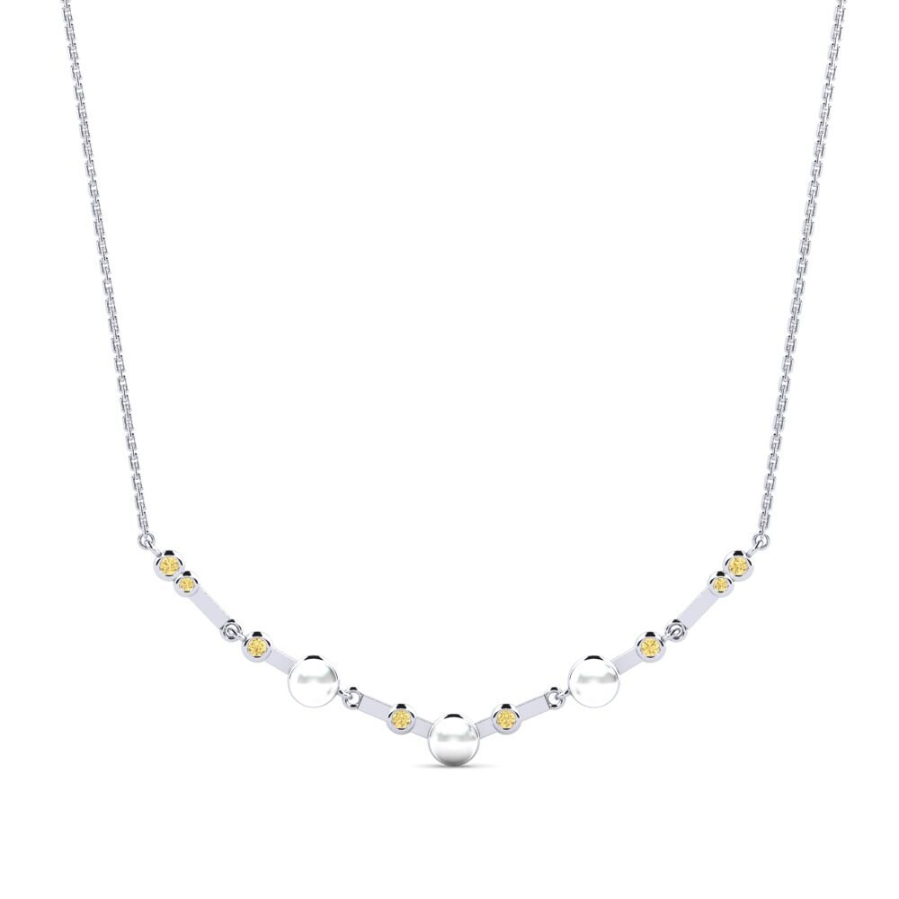 14ct White Gold Yellow Diamond Women's Necklace Sjeme