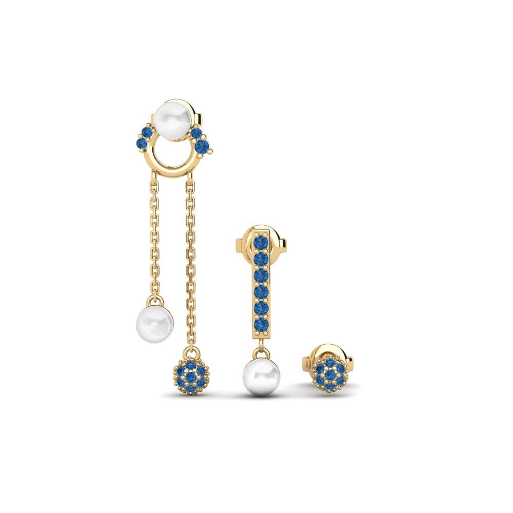 Dark Blue Zirconia Women's Earring Geschichte - SET