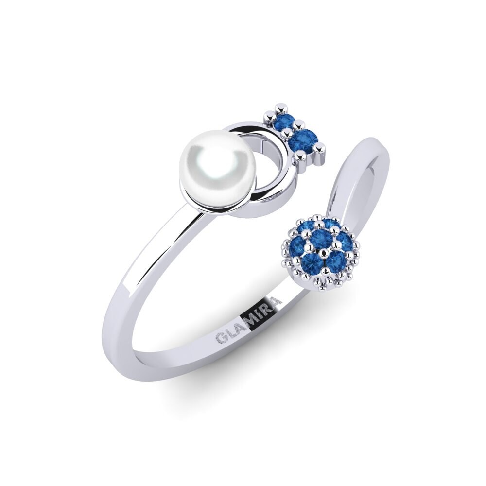 950 Palladium Dark Blue Zirconia Ring Ibali