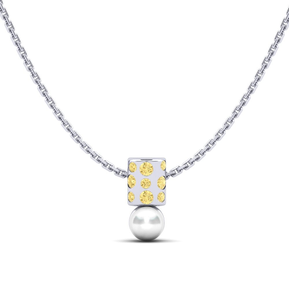 14ct White Gold Yellow Diamond Women's Pendant Kielce