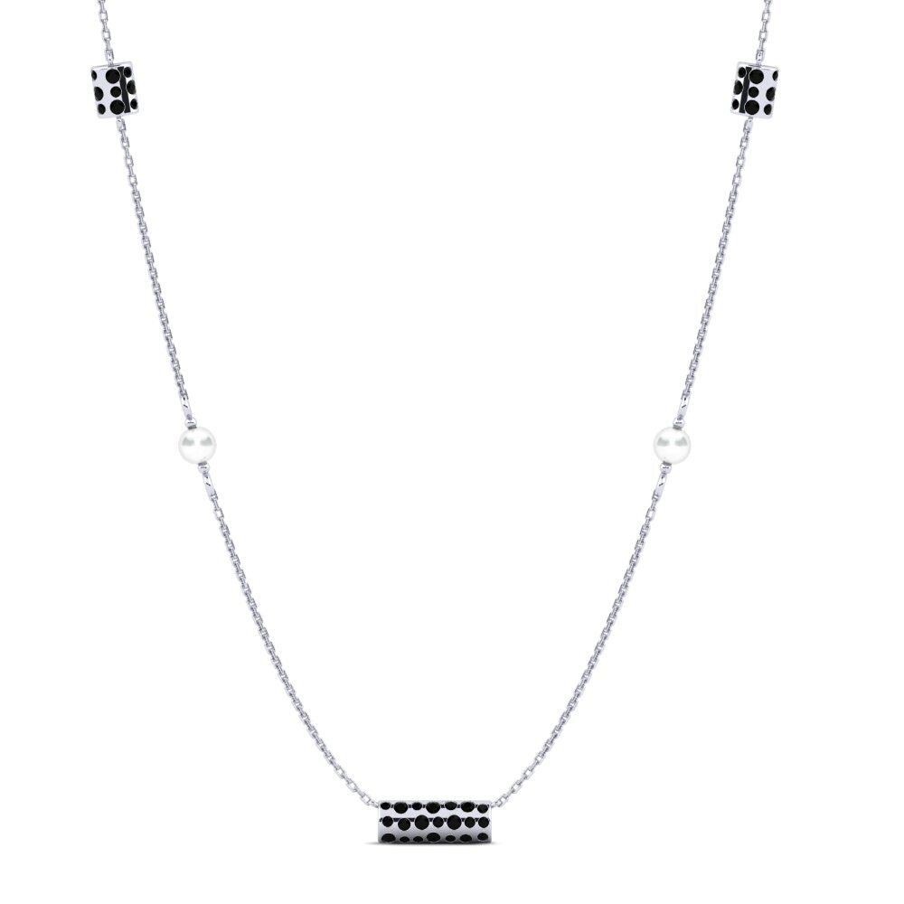 950 Platinum Black Diamond Women's Necklace Koniecpol
