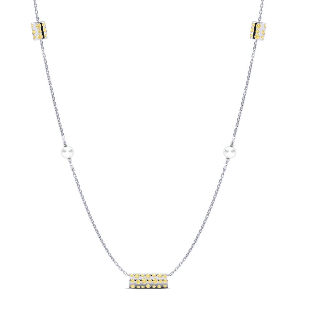 14ct White Gold Yellow Diamond Women's Necklace Koniecpol