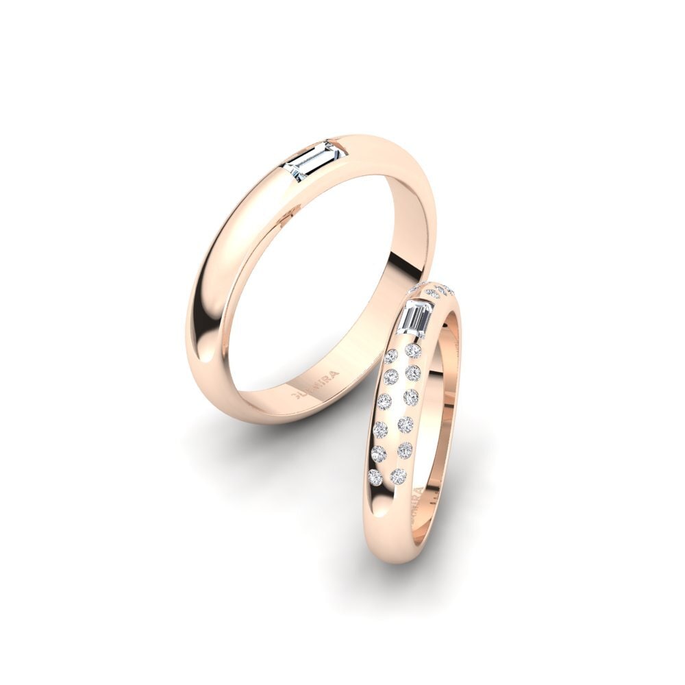Køb Vielsesring Baselit Pair i 750 Rødguld Diamant | GLAMIRA.dk