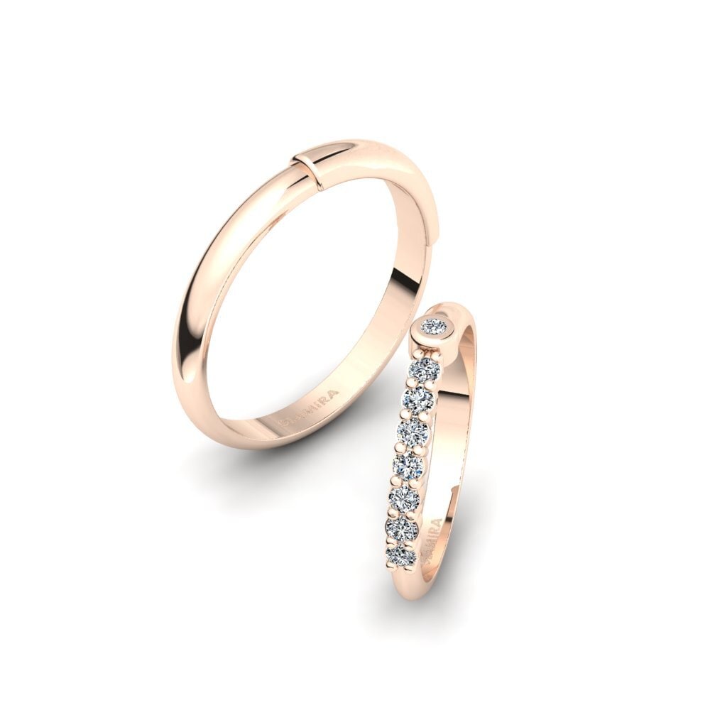 14ct Rose Gold Zirconia Wedding Ring Belonging Pair