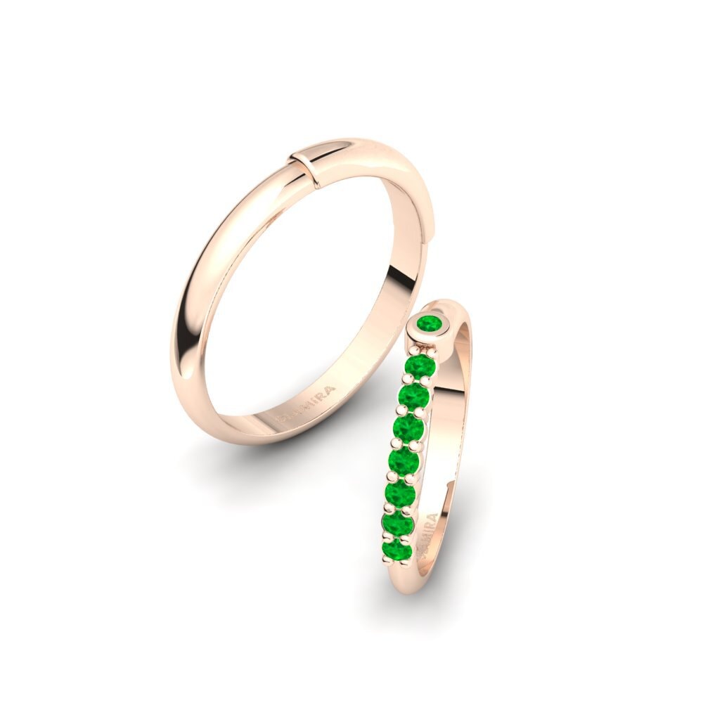 14ct Rose Gold Emerald Wedding Ring Belonging Pair