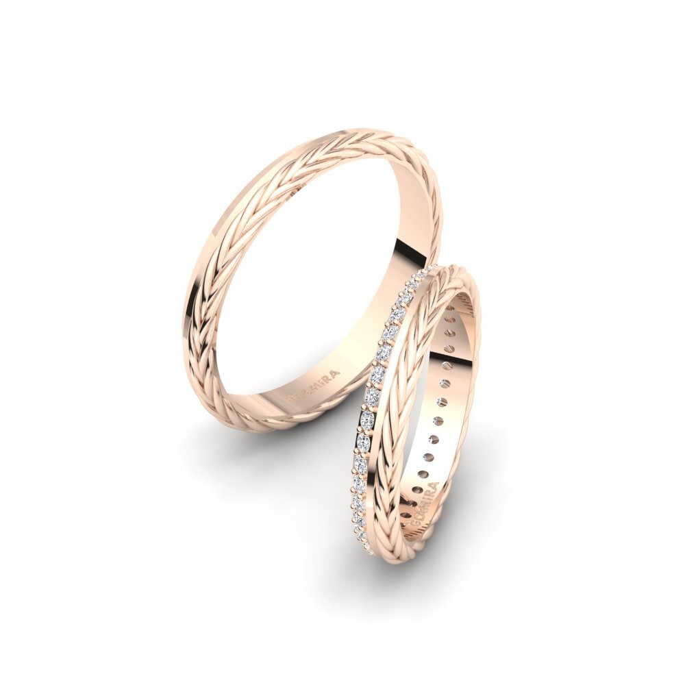 14ct Rose Gold Diamond Wedding Ring Folkston Pair