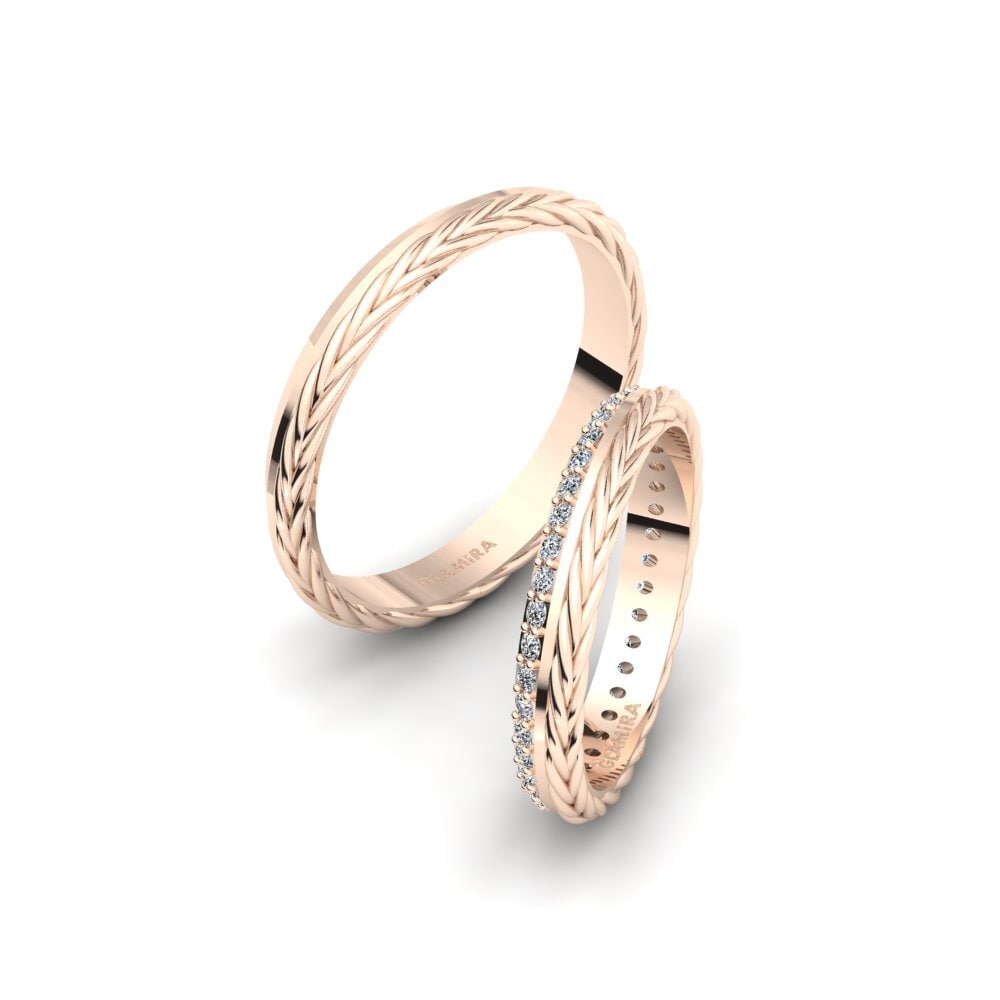 14ct Rose Gold Zirconia Wedding Ring Folkston Pair