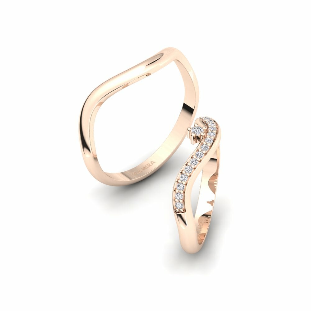 Or rose 14k Diamant Bague de Mariage Inheritance Pair