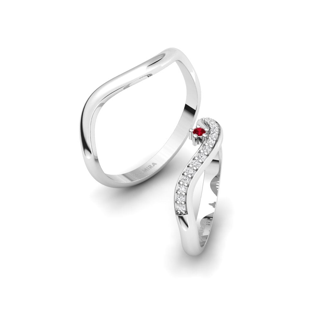 Red Zirconia Wedding Ring Inheritance Pair