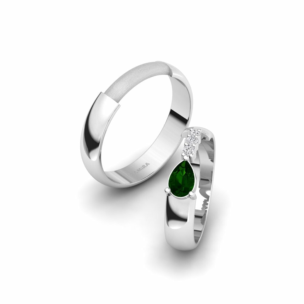 Turmalina verde Anillo de boda Landschap Pair