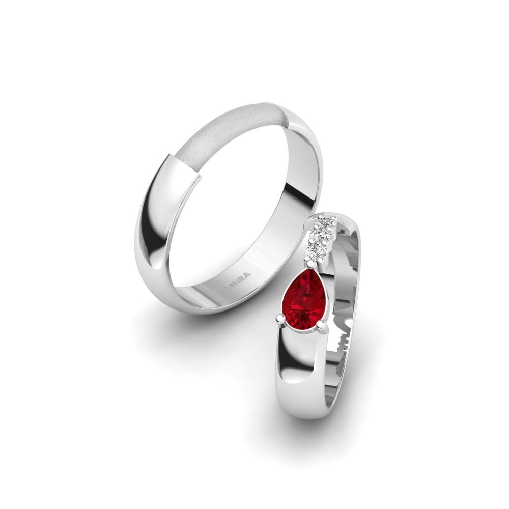 Red Zirconia Wedding Ring Landschap Pair