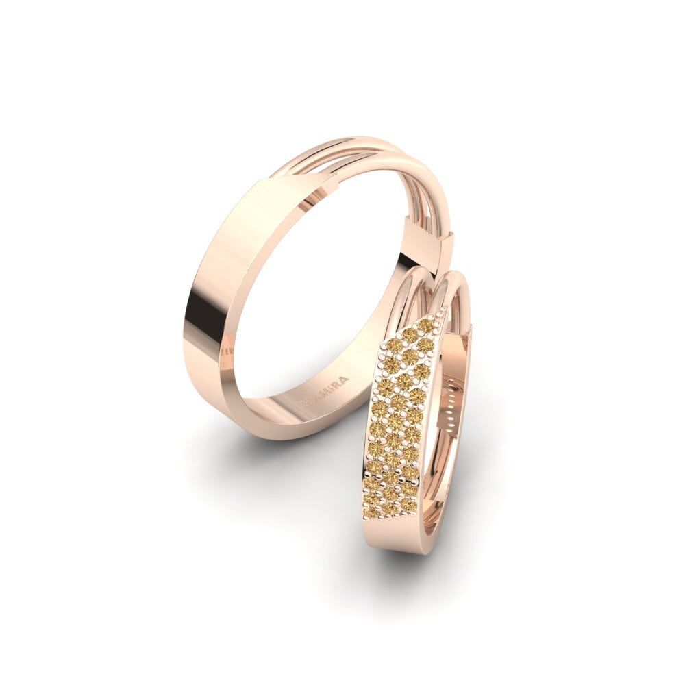 18k Oro Rosa Diamante Marrón Anillo de boda Urmera Pair