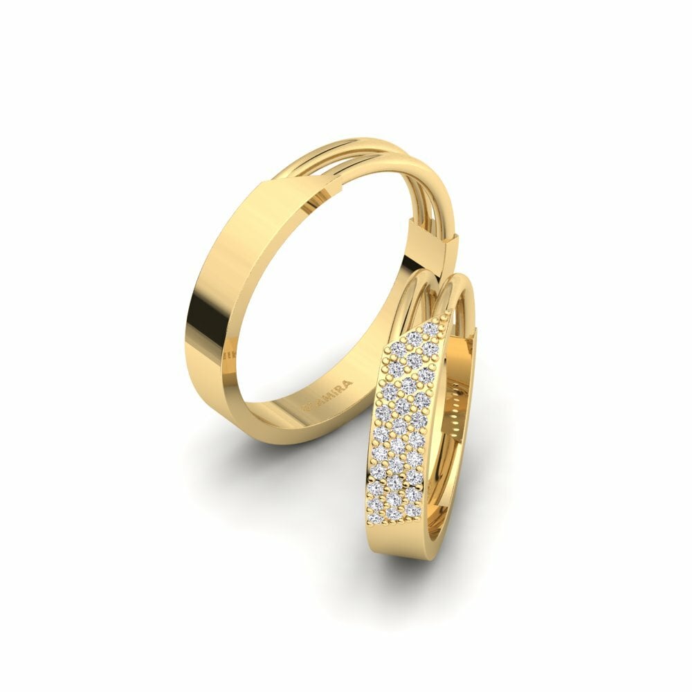 14ct Yellow Gold Diamond Wedding Ring Urmera Pair