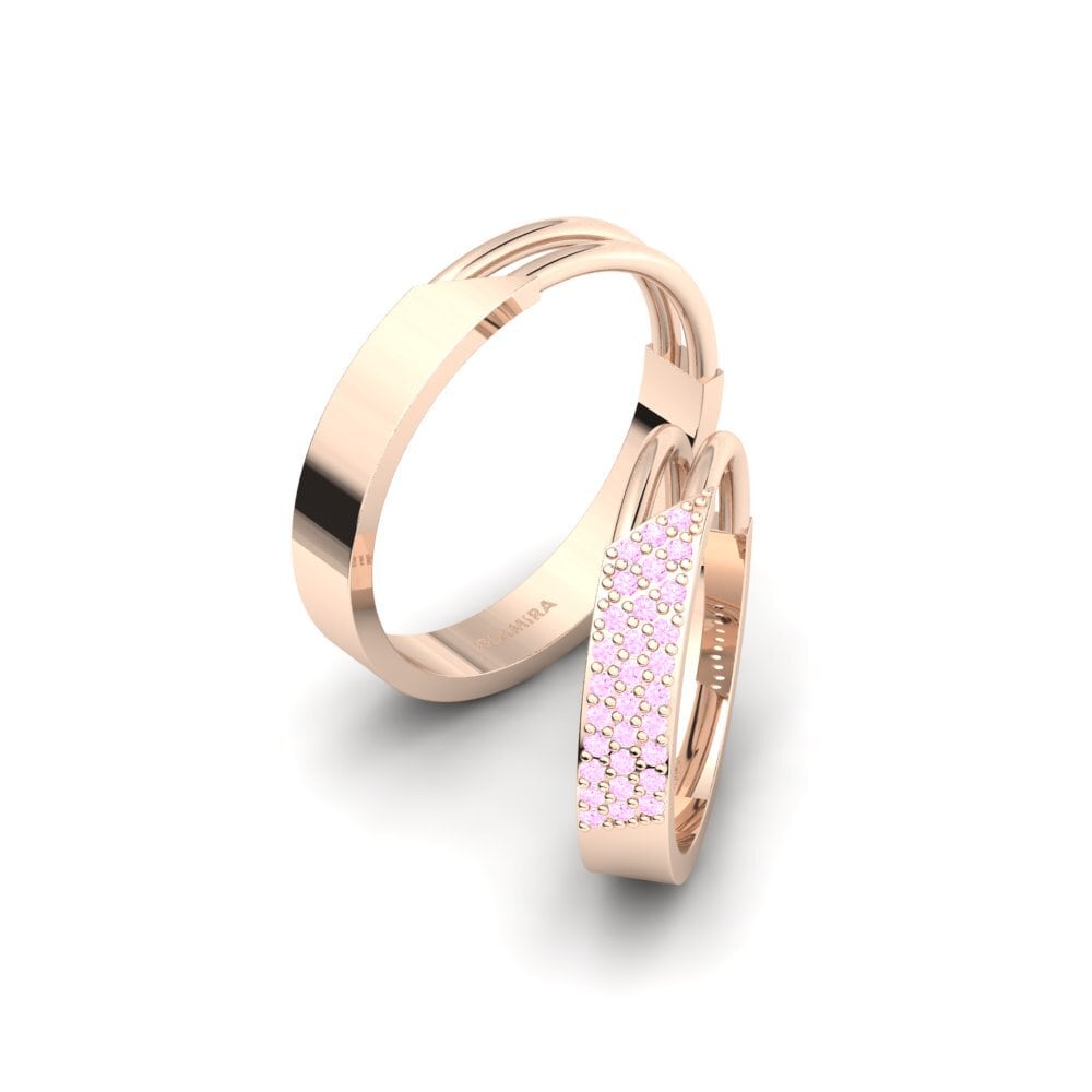 18k Oro Rosa Zafiro Rosado Anillo de boda Urmera Pair