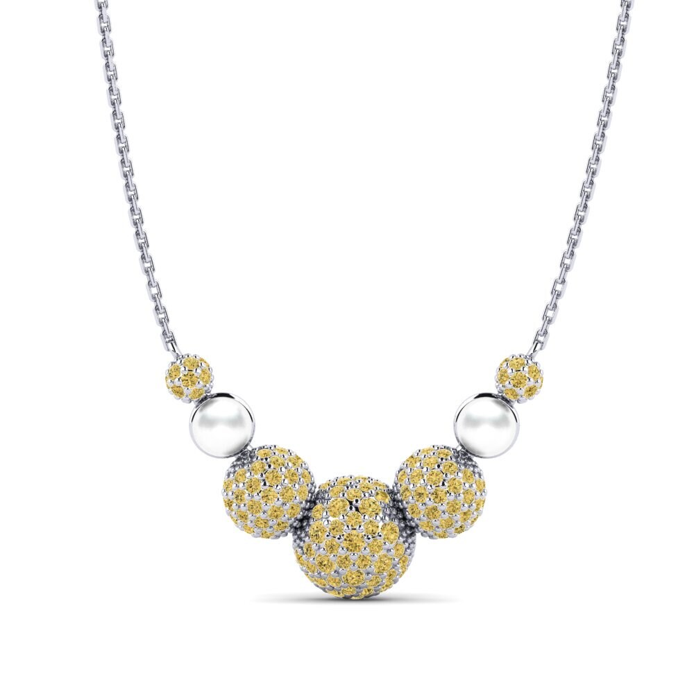 14ct White Gold Yellow Diamond Women's Necklace Atwood