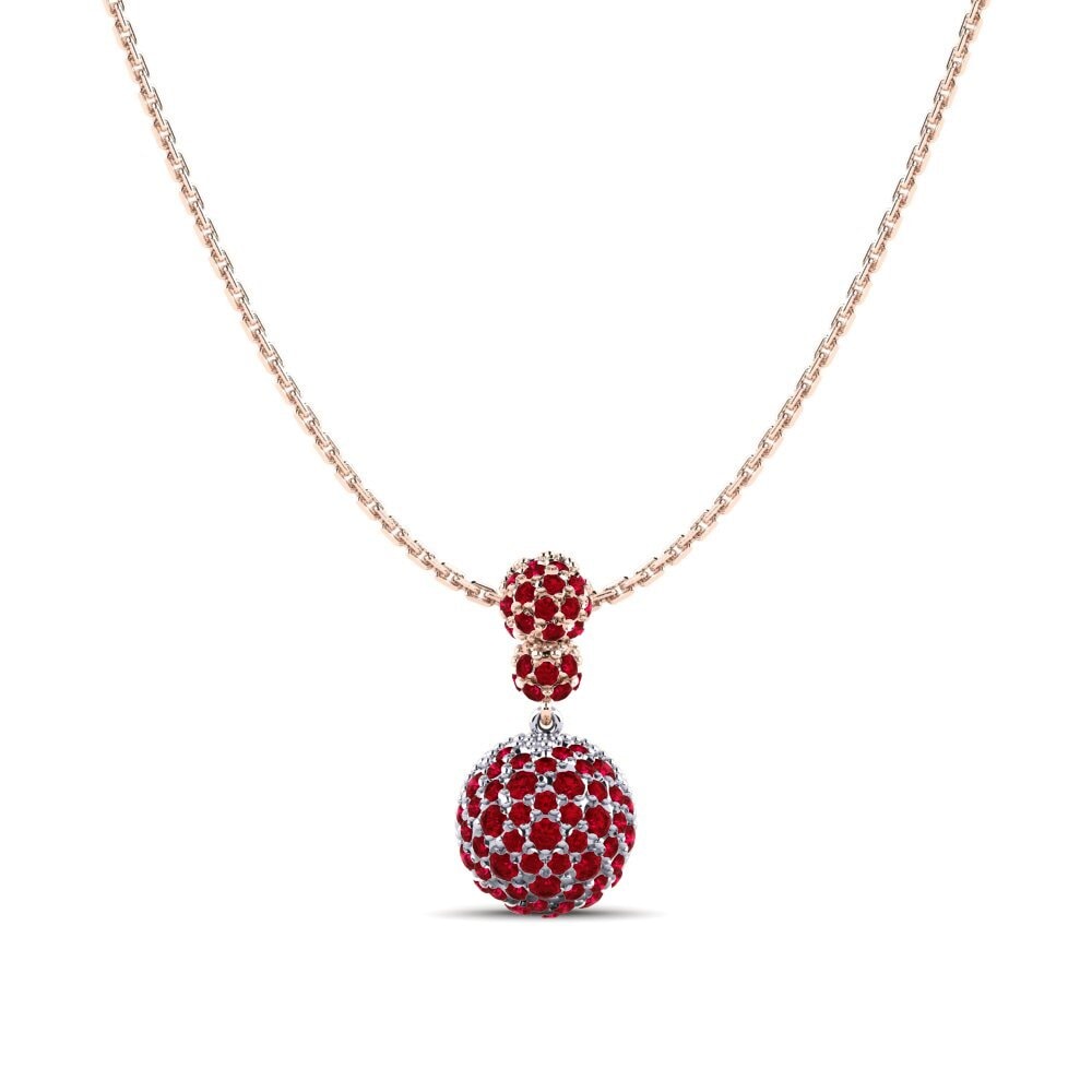 14k Oro Rosa & Blanco Circonita Roja Colgante de Mujer Barnabas